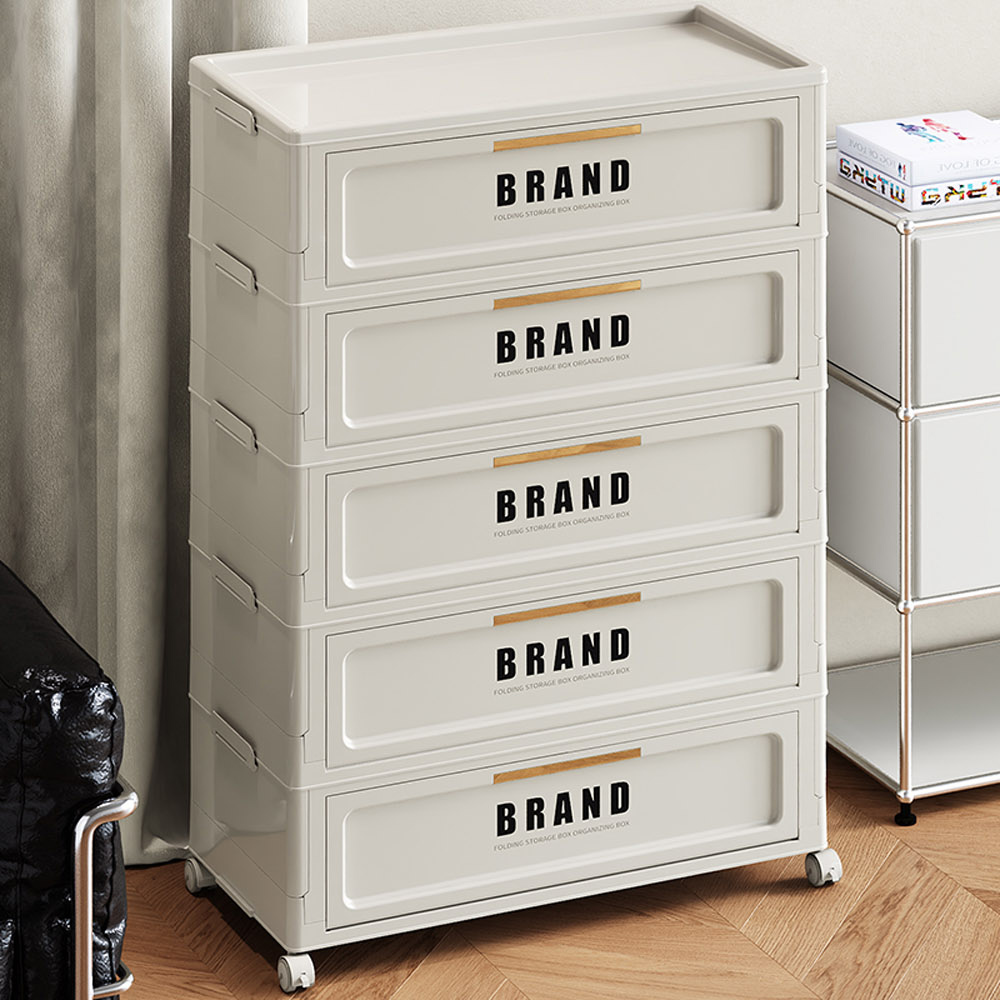 【AOTTO】74面寬簡約附輪五層翻蓋收納櫃(AC-222), , large