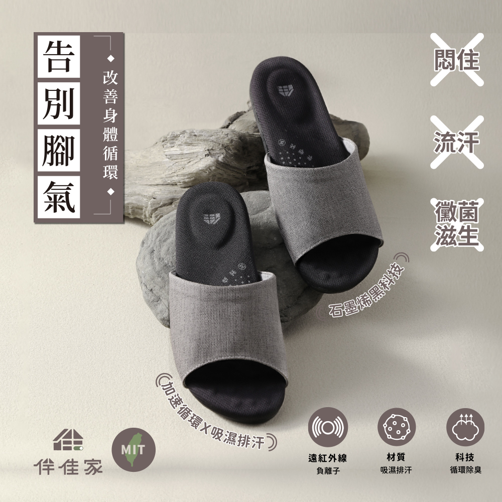 [e鞋院]石墨烯乳膠止滑居家拖鞋快速恆溫 遠紅外線-灰L(27CM), , large