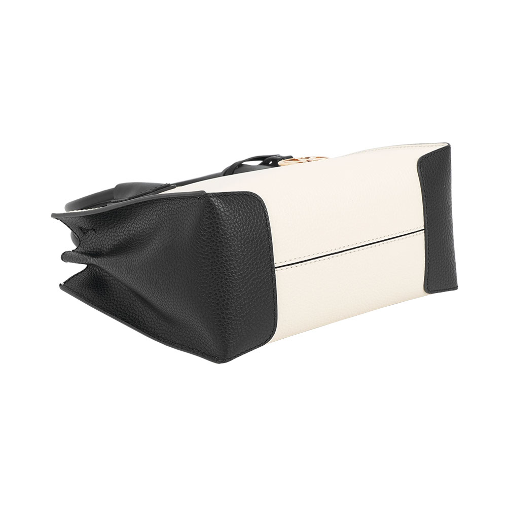 Michael Kors Mercer Logo 吊飾拼色粒紋皮革中型二用包(奶油色), , large