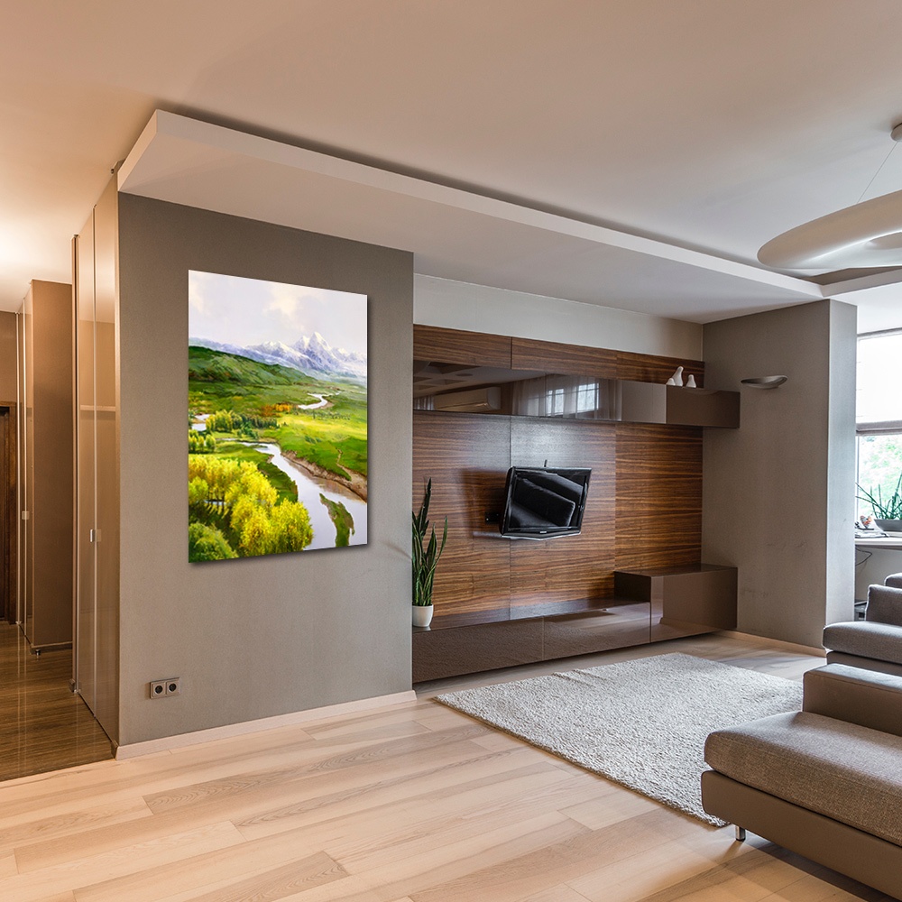 【御畫房】天山溪流 國家一級畫師手繪油畫60&times;90cm(VF-102), , large