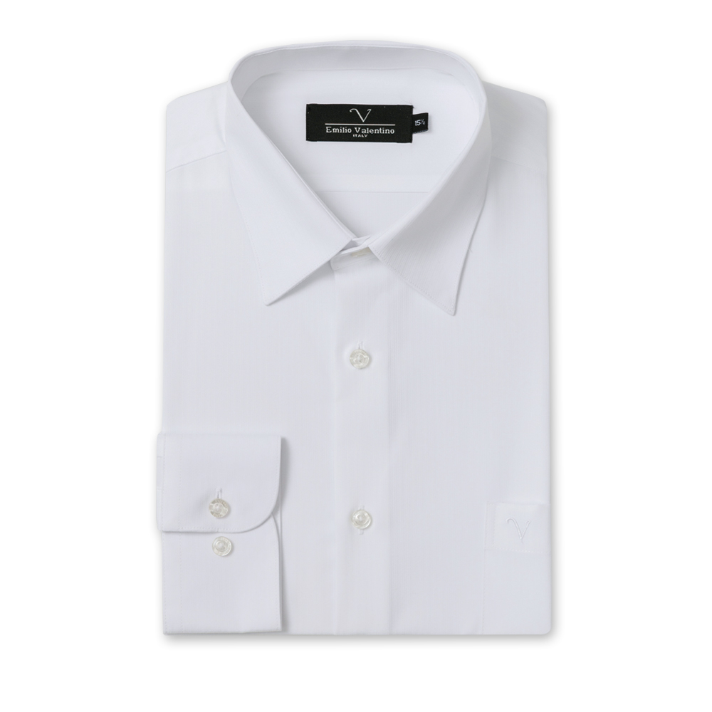 范倫提諾厚款彈性長袖襯衫1019白, , large