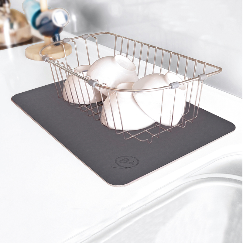 【Monster】 Soft Diatomaceous Earth Absorbent Sink Draining Mat (45x30cm) – Gray, , large