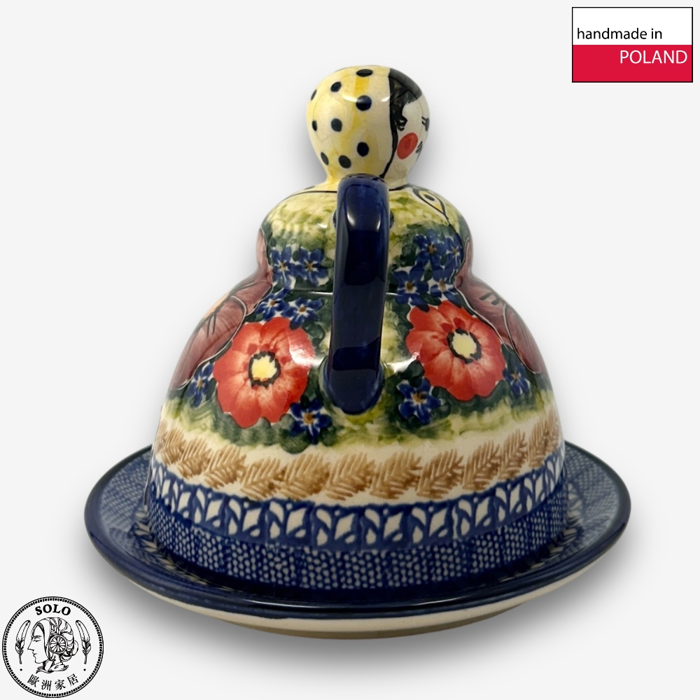 【SOLO Vintage】Cerraf Polish Pottery 14cm Cheese Lady Dessert Plate Banquet of Elegant Red Series Made in Poland, , large