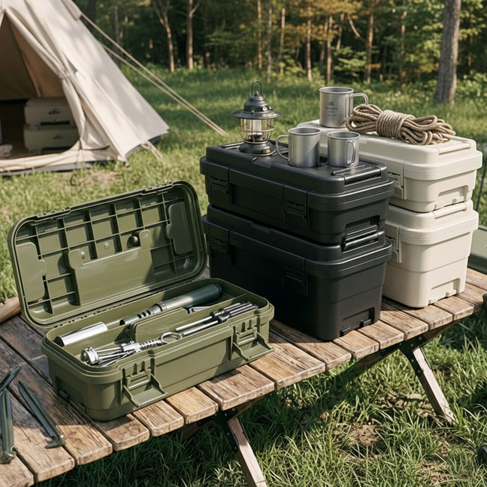 【AOTTO】4L+6L多功能加厚軍規雙層收納工具箱(AL-2031BK), , large