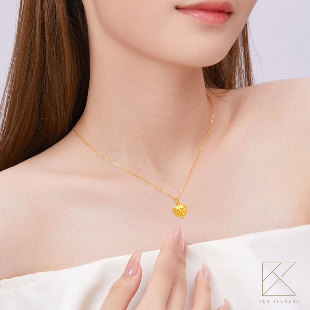 【TLH】黃金墜項鍊 純金999多選 心動時刻 約重0.07錢&plusmn;0.01 (生日 送禮), , large