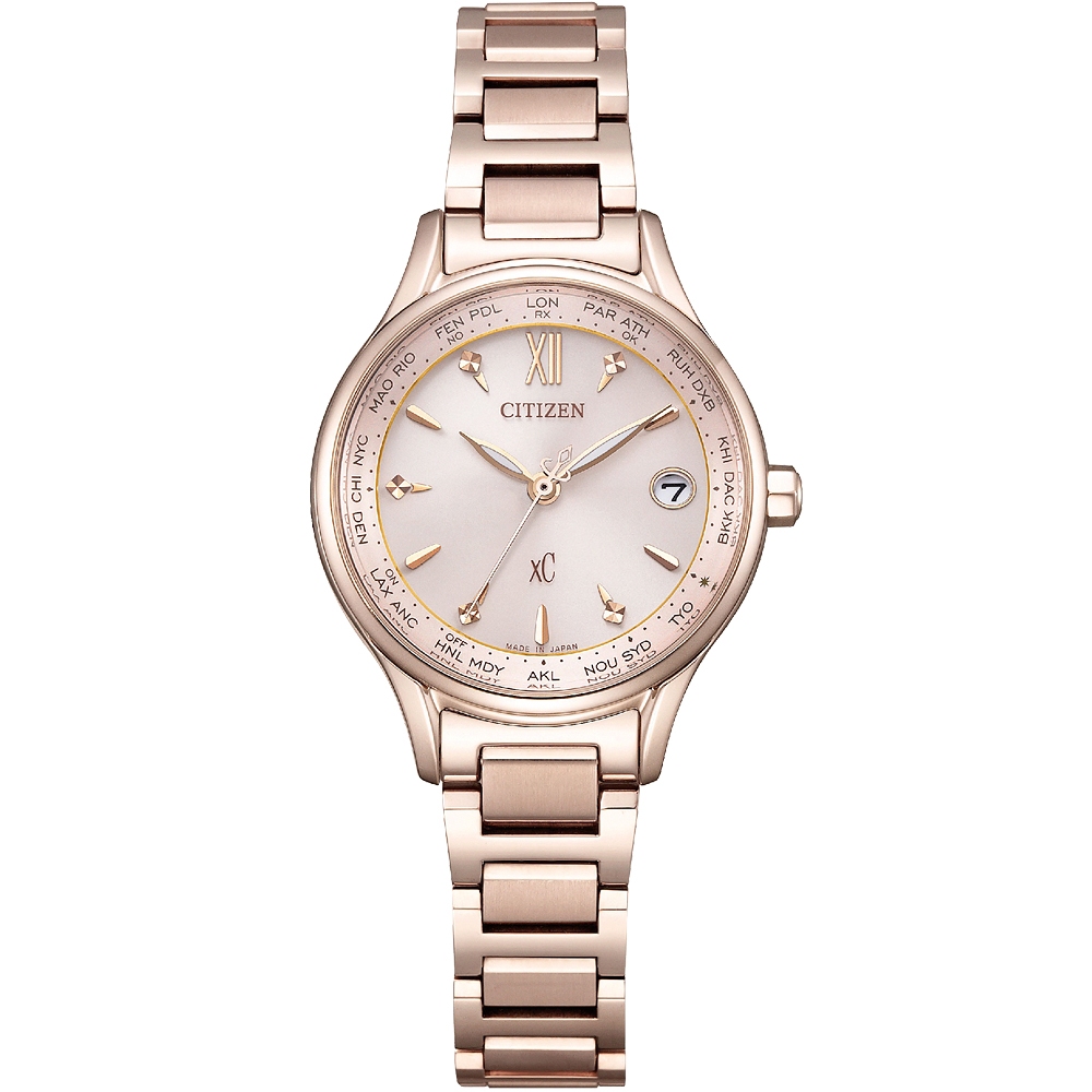 CITIZEN 星辰 Hebe田馥甄廣告款 XC 台灣限定 光動能電波萬年曆女錶 EC1193-55X, , large