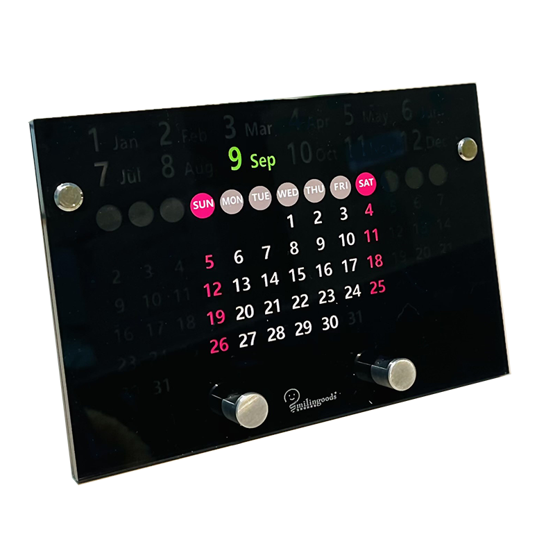 [生活裡的笑容設計股份有限公司]O'day分得出週六日‧萬年桌曆 | 手機支架款 -黑色周日起始款, , large