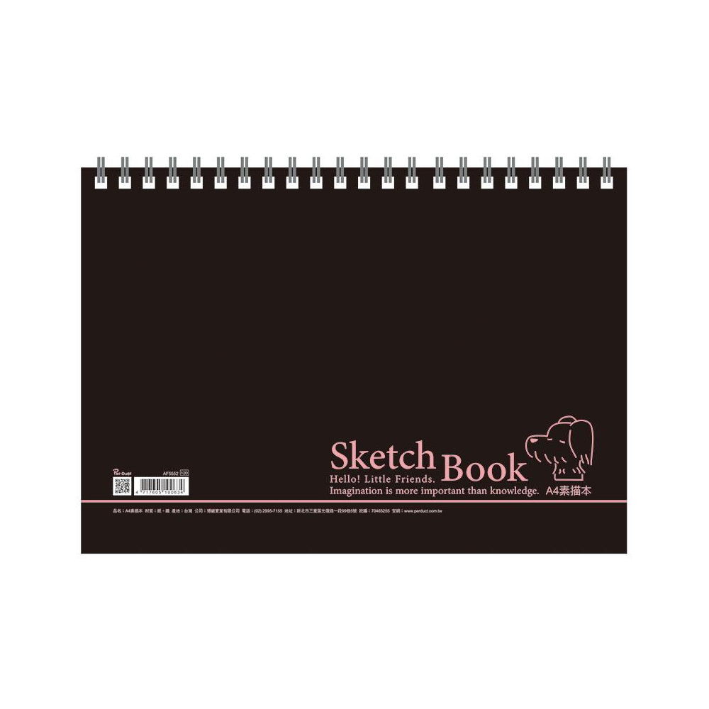 美加美 A4素描本(上翻)-黑 5本/包 AF5552, , large