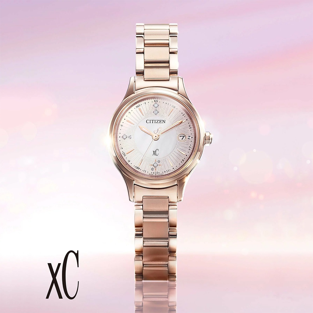 CITIZEN 星辰 XC 輕奢光限量款 晨光 光動能鈦金屬電波女錶 ES9497-61X, , large