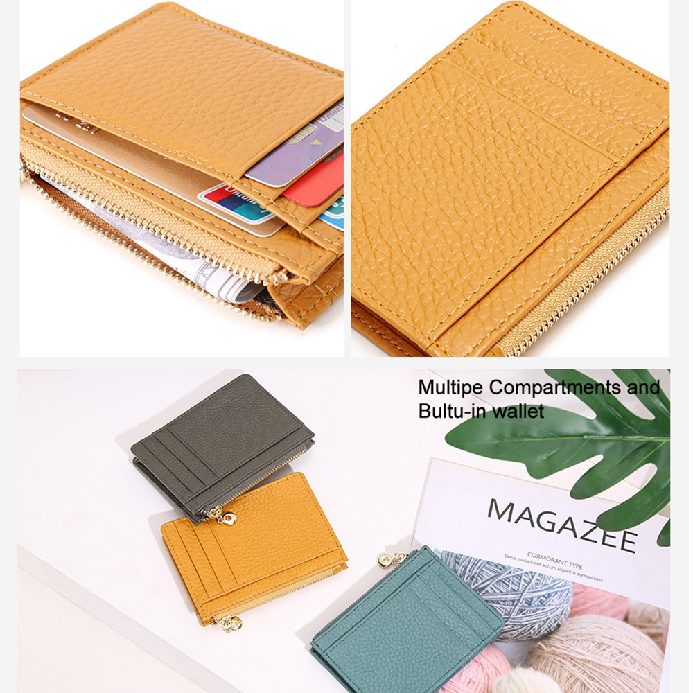 【現貨保固】真皮卡夾小錢包 零錢包 拉鍊零錢包 拉鍊錢包 錢包 鑰匙包 卡夾 皮夾 雙層零錢包 卡夾包 卡片夾 小錢包, , large
