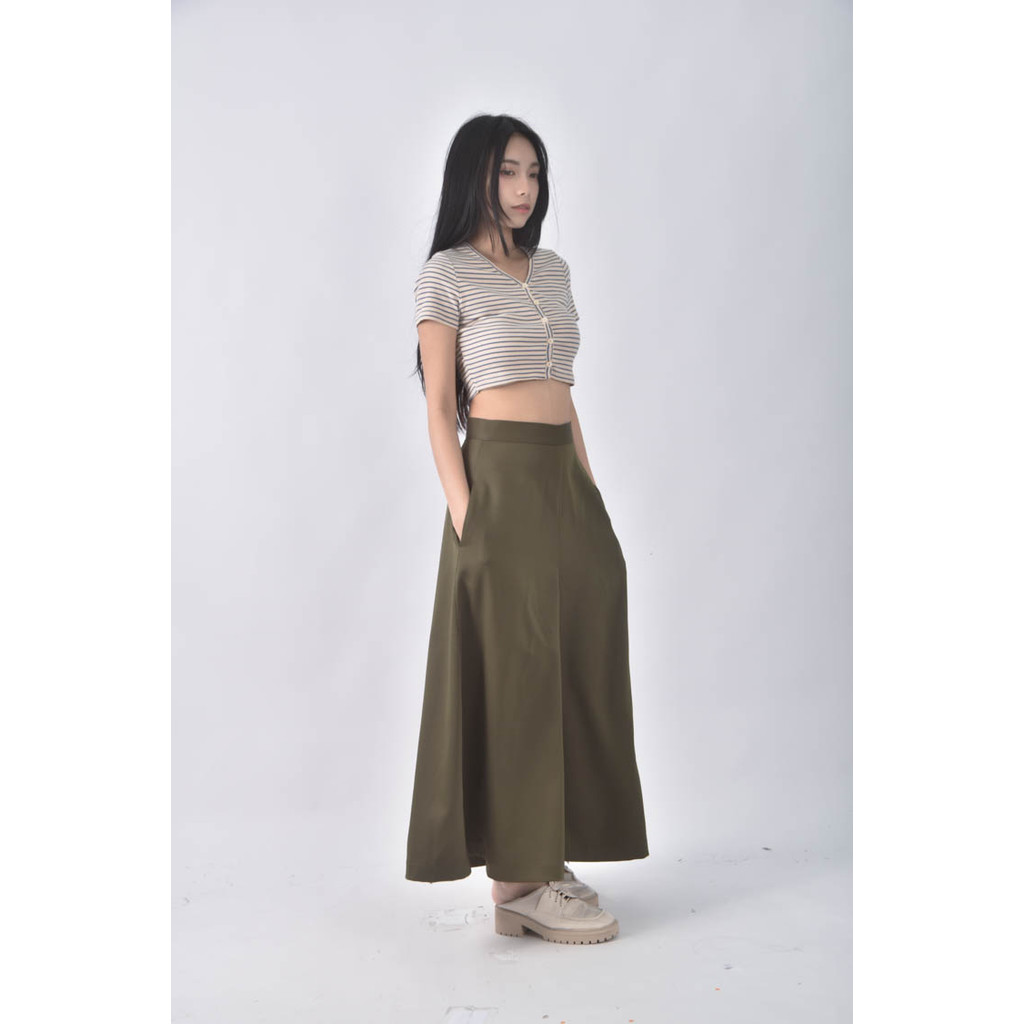 (S) if n高腰寬鬆綠色長褲二手衣, , large