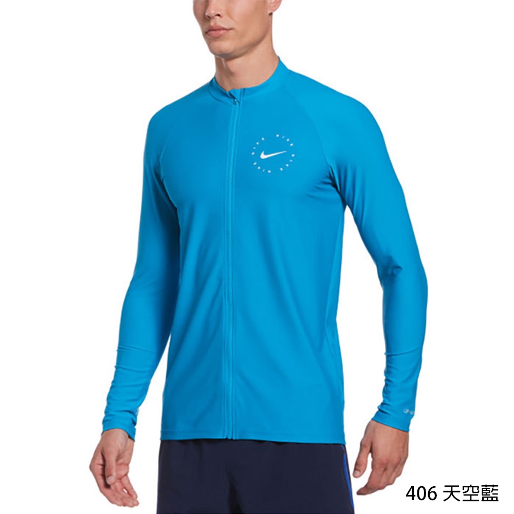 出清 NIKE LIQUID LOGO 成人男性長袖拉鍊防曬衣 泳裝 抗UV DRI-FIT速乾科技 NESSB674, , large