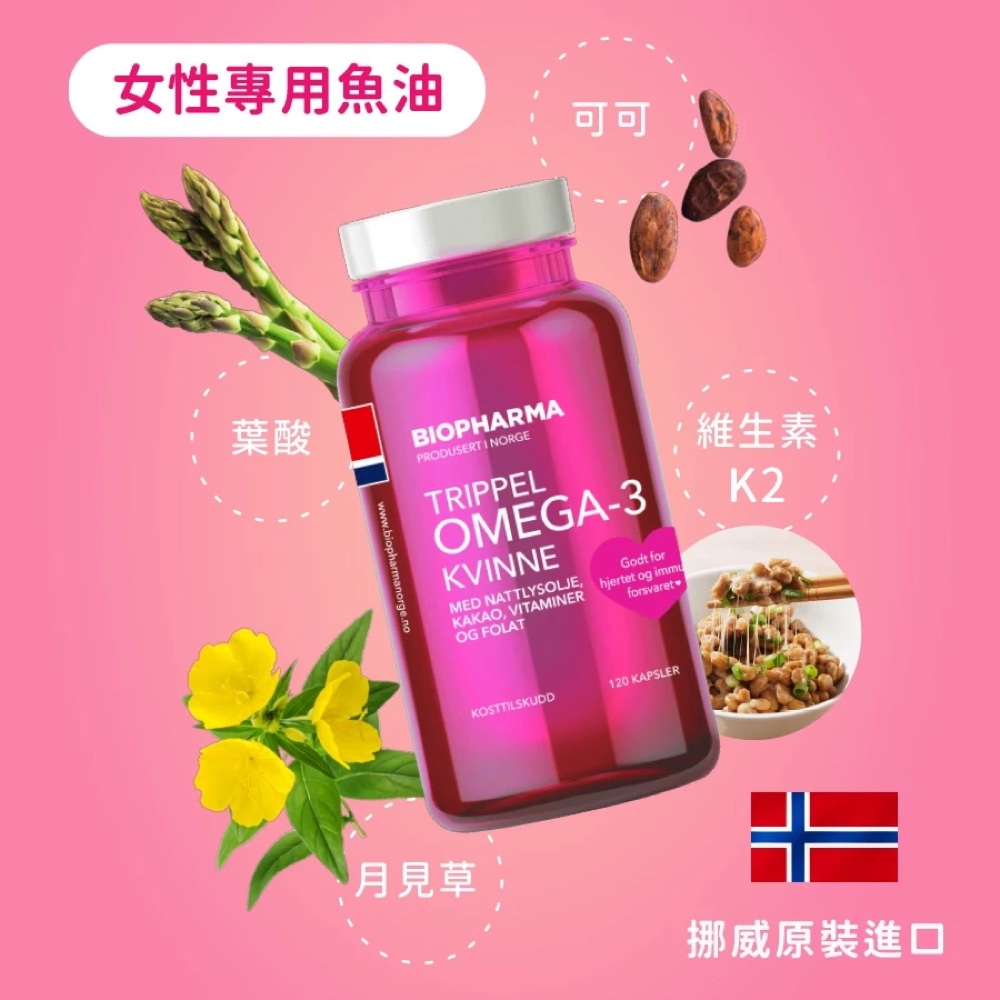 挪威北極熊三倍濃縮魚油一瓶+女性專用魚油一瓶, , large