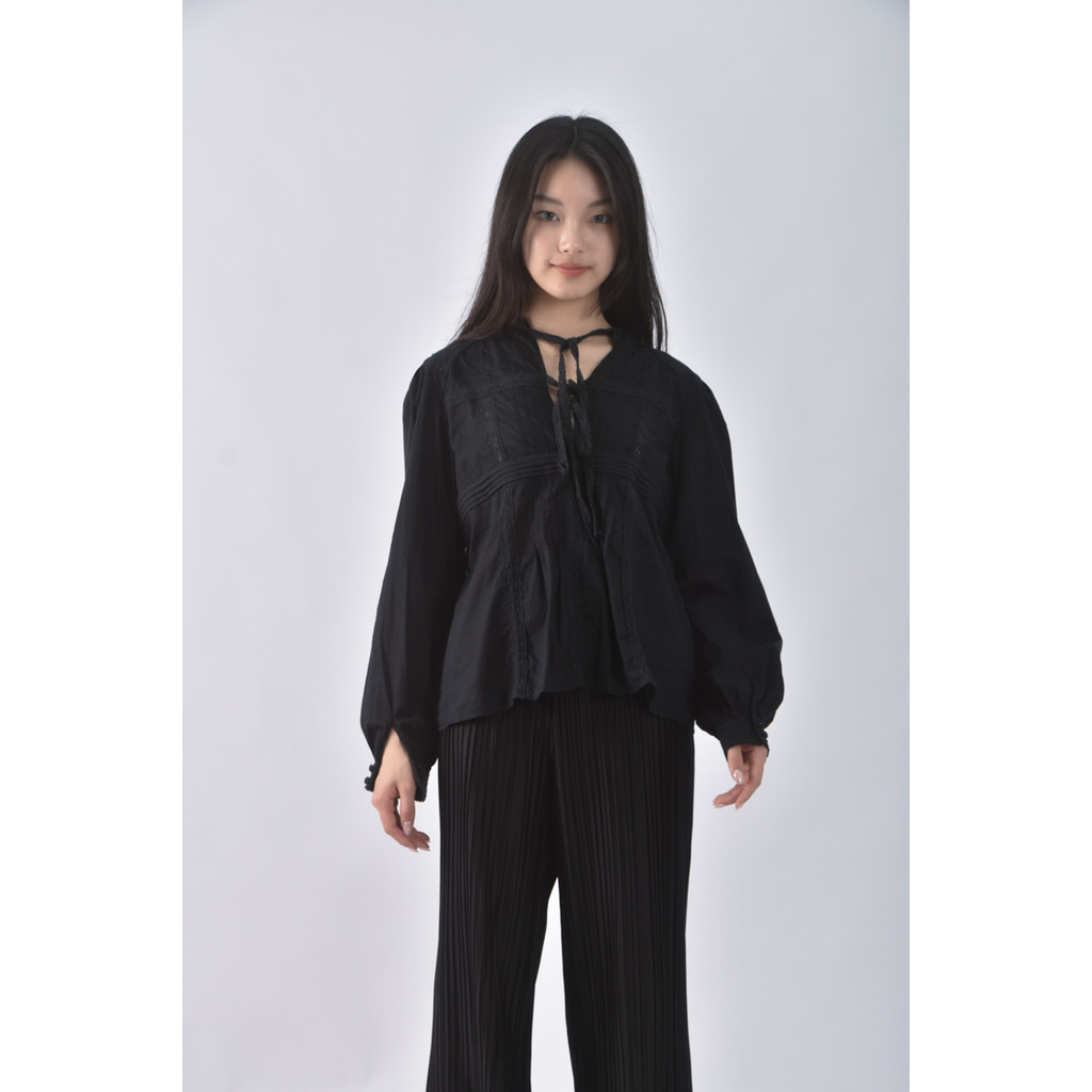 (S) SLY棉質純棉黑色長袖上衣二手衣, , large