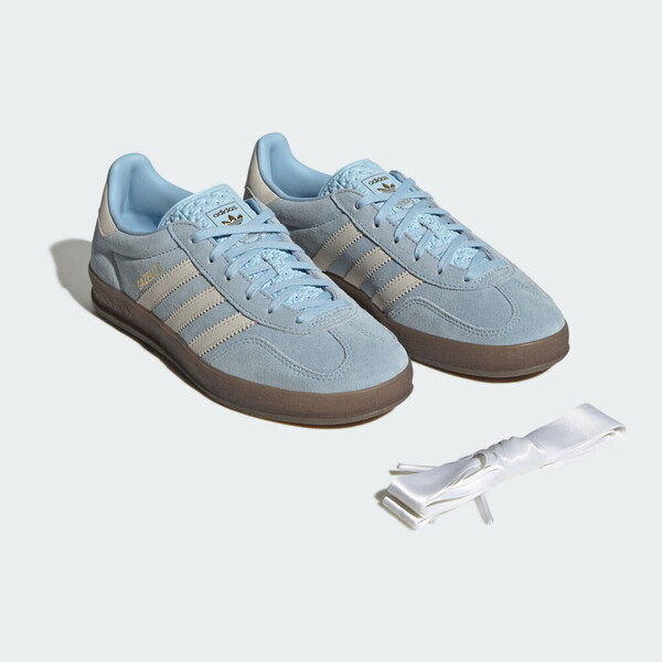 Kixpress-Adidas Gazelle Indoor W 女 運動休閒鞋 德訓鞋 復古 麂皮 舒適 水藍 [JI2717]