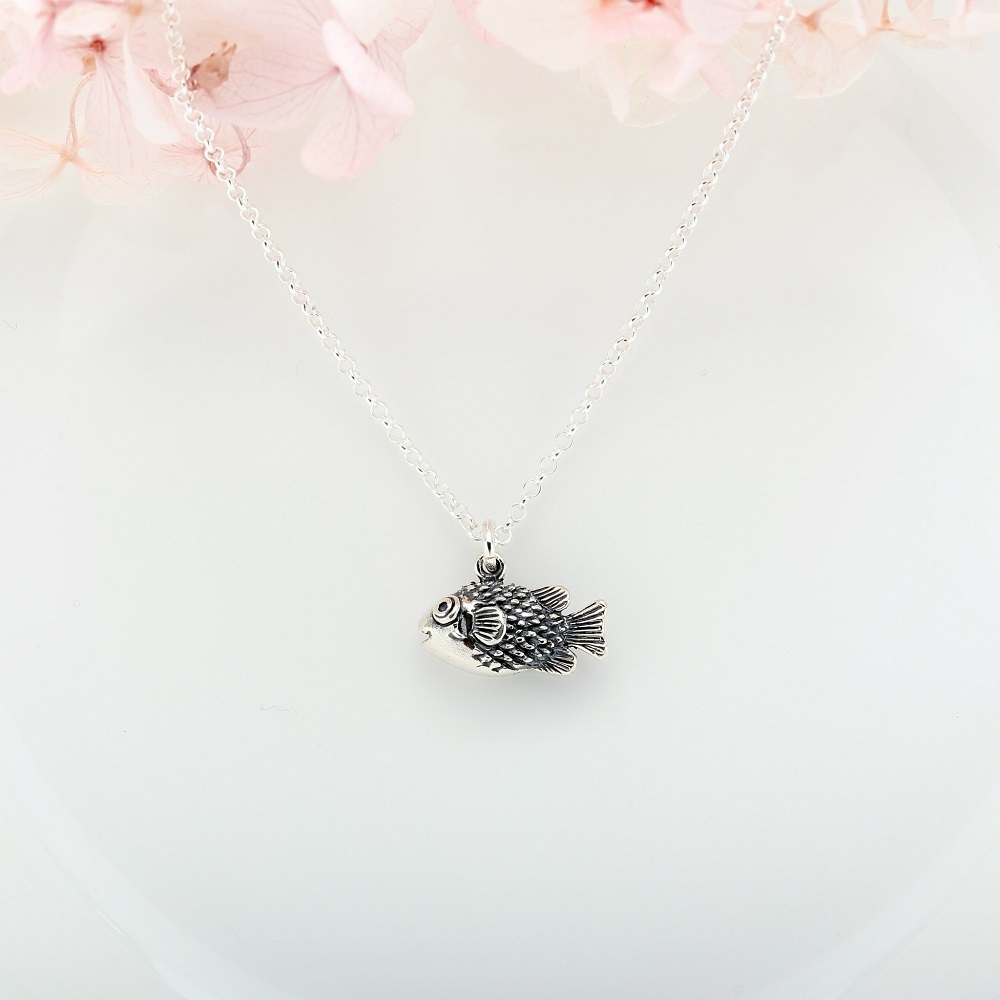 【Angel & Me】3D Lucky Pufferfish s925 sterling silver necklace Birthday gift, , large