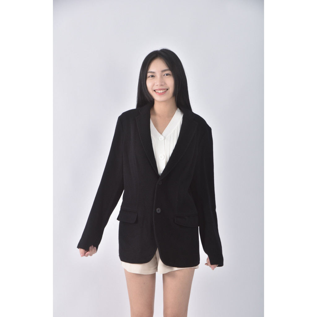 (2XL) lativ質感黑色外套二手衣, , large