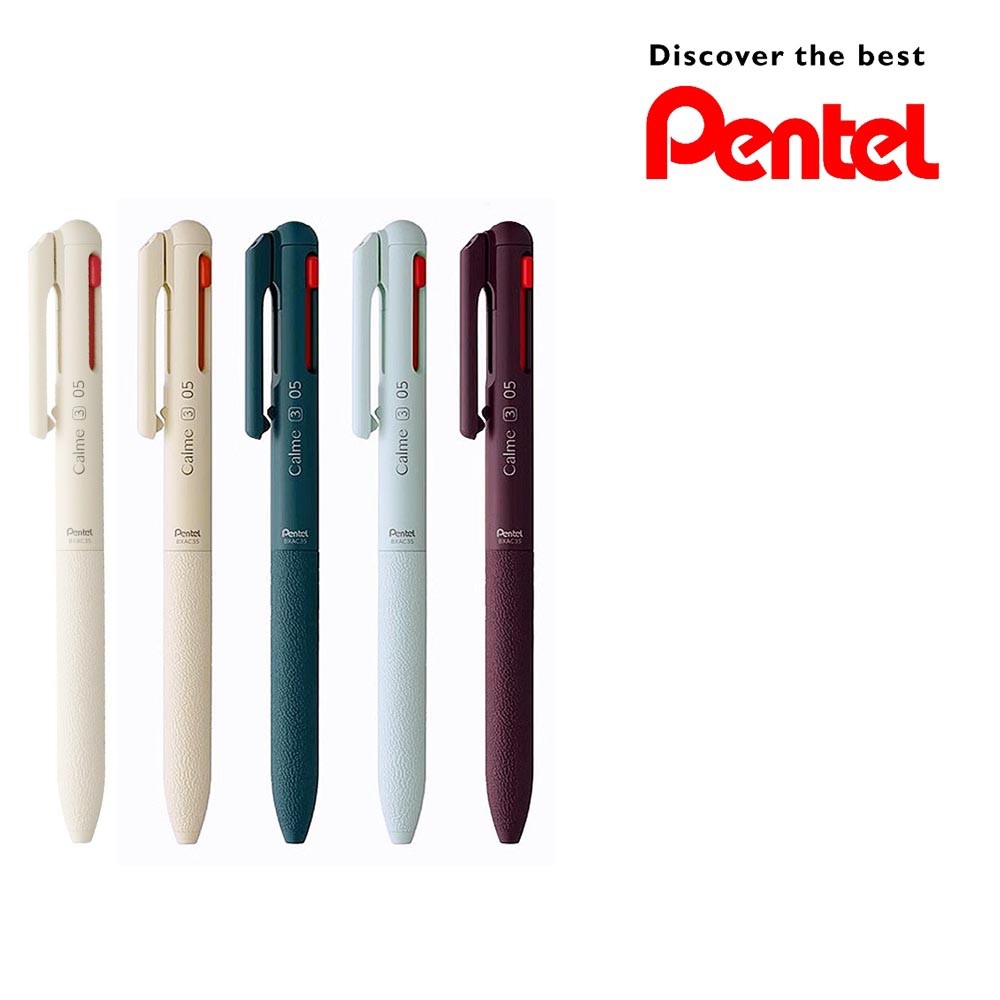 飛龍PENTEL Calme靜暮 三色輕油性筆-0.5mm黑+紅+藍(XBXAC35)綠松石桿, , large