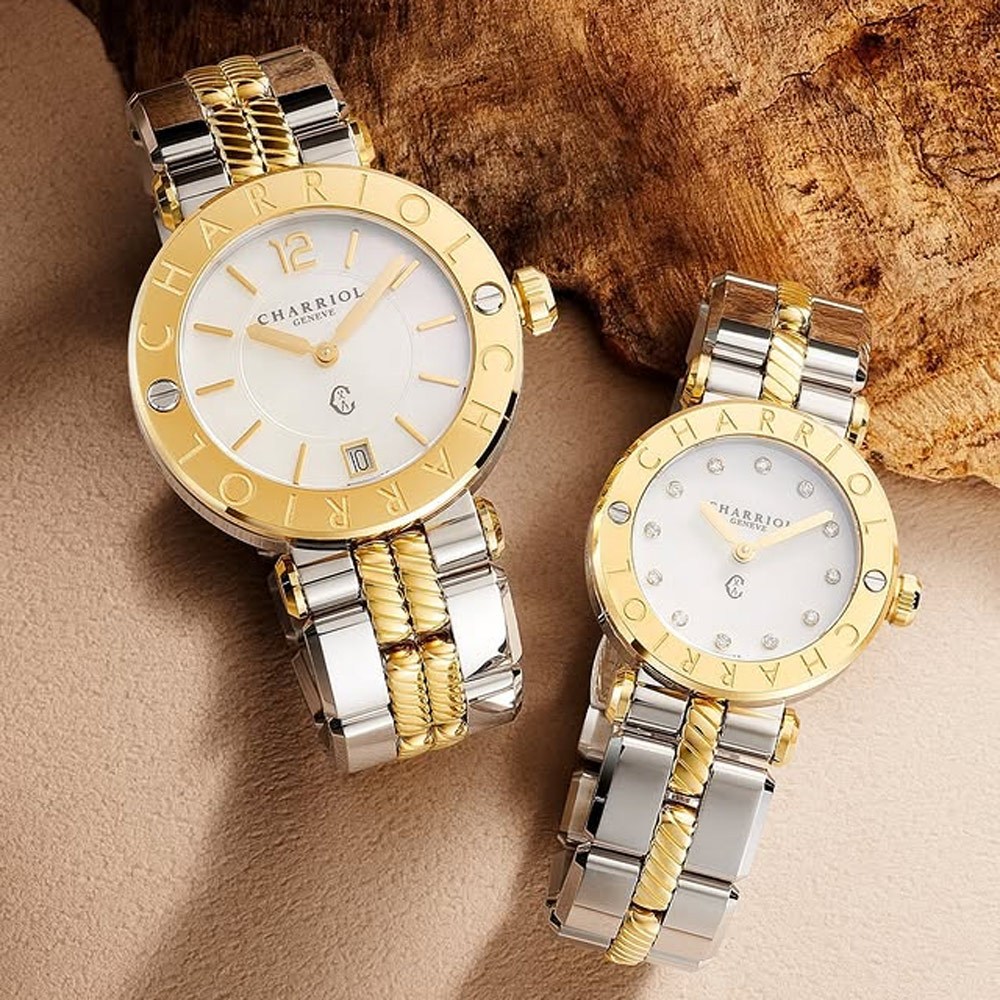 CHARRIOL 夏利豪 St-Tropez系列 珍珠貝面鑽石腕錶-28mm CR28SY.911.003, , large