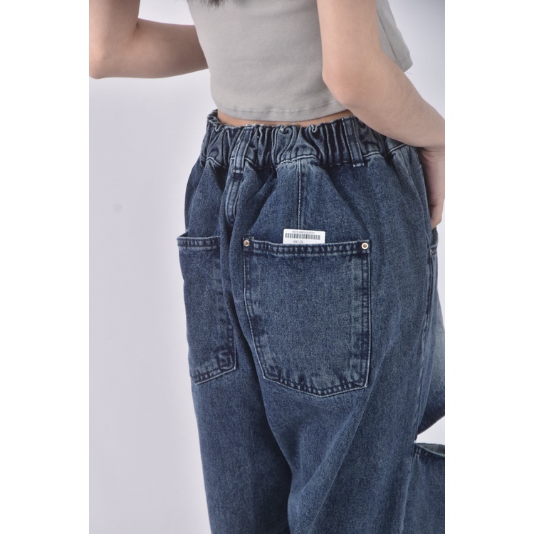 (M) sora x yoom高腰丹寧牛仔質感棉質純棉藍色長褲二手衣, , large