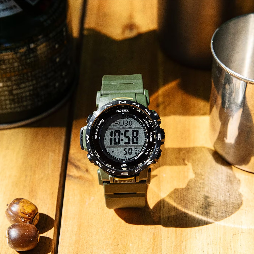 CASIO 卡西歐 PROTREK 軍綠戶外多功能太陽能電波手錶 PRW-35Y-3B, , large