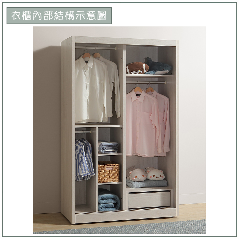 【唯熙傢俱】米可橡木白4x7尺滑門衣櫃, , large