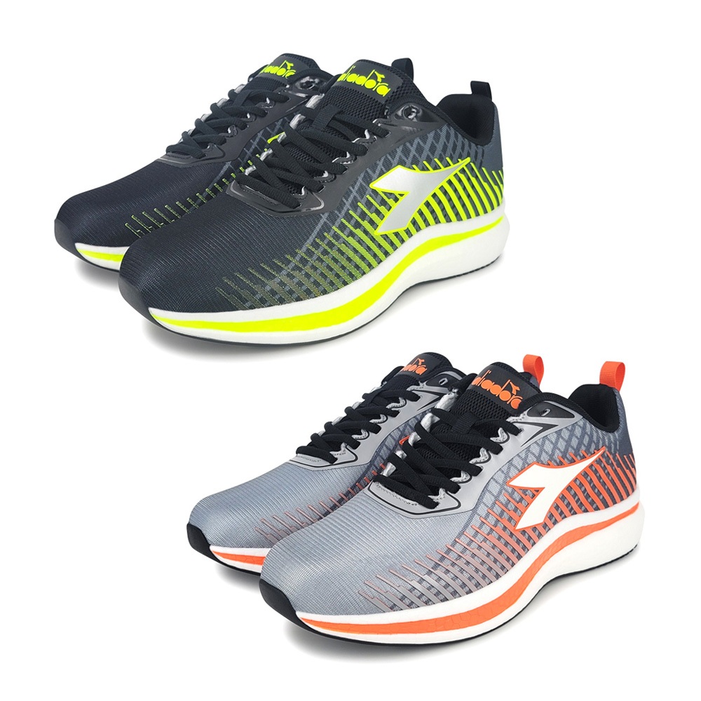 DIADORA迪亞多那 輕量專業慢跑男鞋 男運動鞋 慢跑鞋 漸層 寬楦 透氣 吸震 減壓 乳膠鞋墊 止滑 灰綠 灰桔