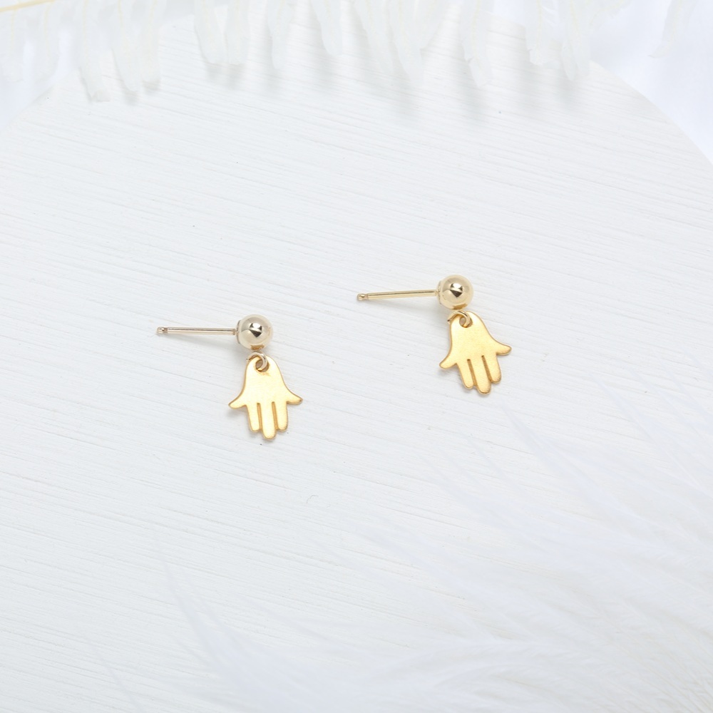 【Angel & Me】幸運 法蒂瑪之手 s925 純銀 厚鍍 24k金 一對 耳環, , large