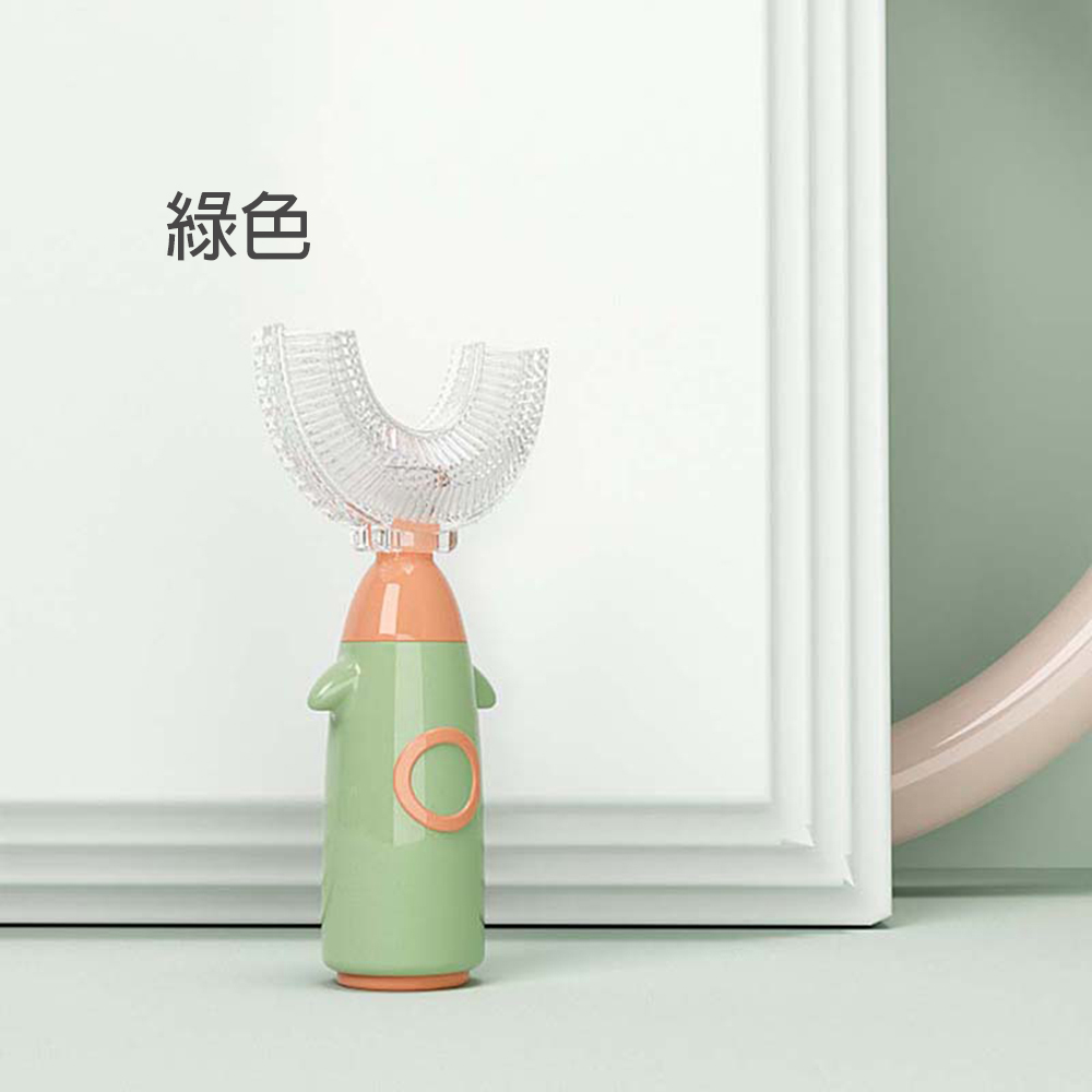 【JAR嚴選】萌趣火箭幼兒U型牙刷(加贈刷頭*2)-綠色, 綠色, large
