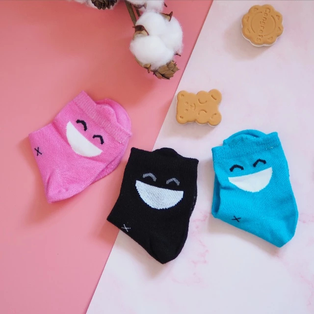 [Kaimei Cotton Industry] 10 pairs set, random and excellent, MIT made in Taiwan, pure cotton anti-slip children's socks-smiling style 13-16cm, , large