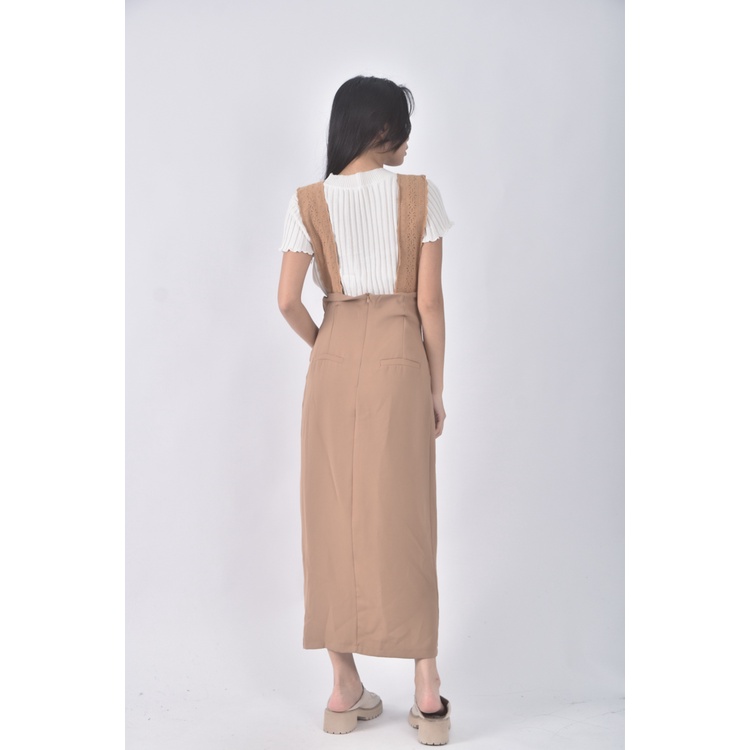 (L) lyg質感吊帶棕色長裙二手衣, , large