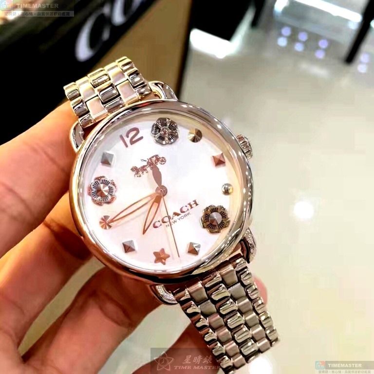 [星晴錶業]COACH手錶,36mm,CH00036白色錶面玫瑰金錶殼玫瑰金色精鋼錶帶款, , large