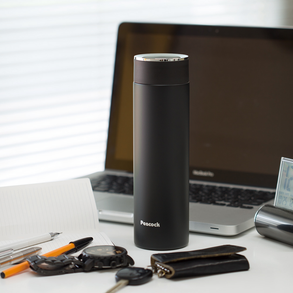 【日本孔雀Peacock】時尚休閒 不鏽鋼保冷保溫杯500ML(防燙杯口設計)-戀櫻粉, , large