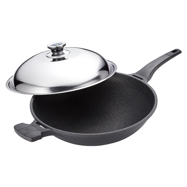 PERFECT 理想牌 日式黑金鋼炒鍋不沾炒鍋附蓋 附蓋30cm-Leidea樂德兒, , large