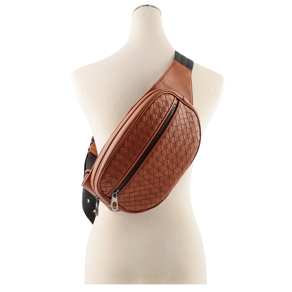 BOTTEGA VENETA INTRECCIATO VN編織皮帶包/腰包/斜肩包/焦糖色, , large