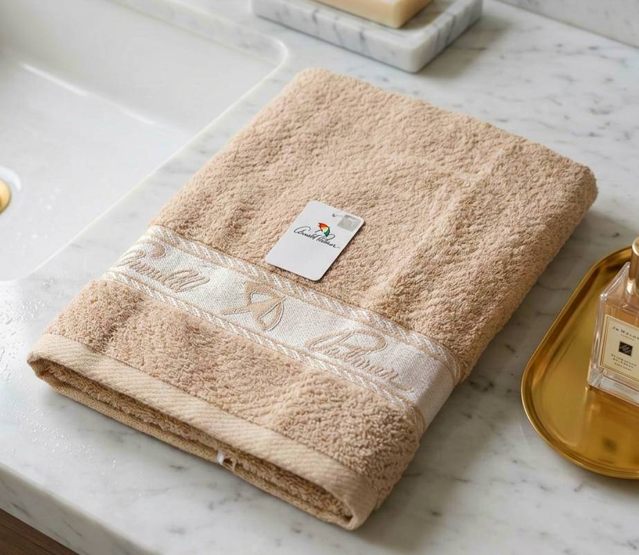 [凱美棉業] MIT台灣製(卡其款) 雨傘牌 LOGO浴巾 頂級12兩超厚實 純棉緞檔 品牌授權, , large