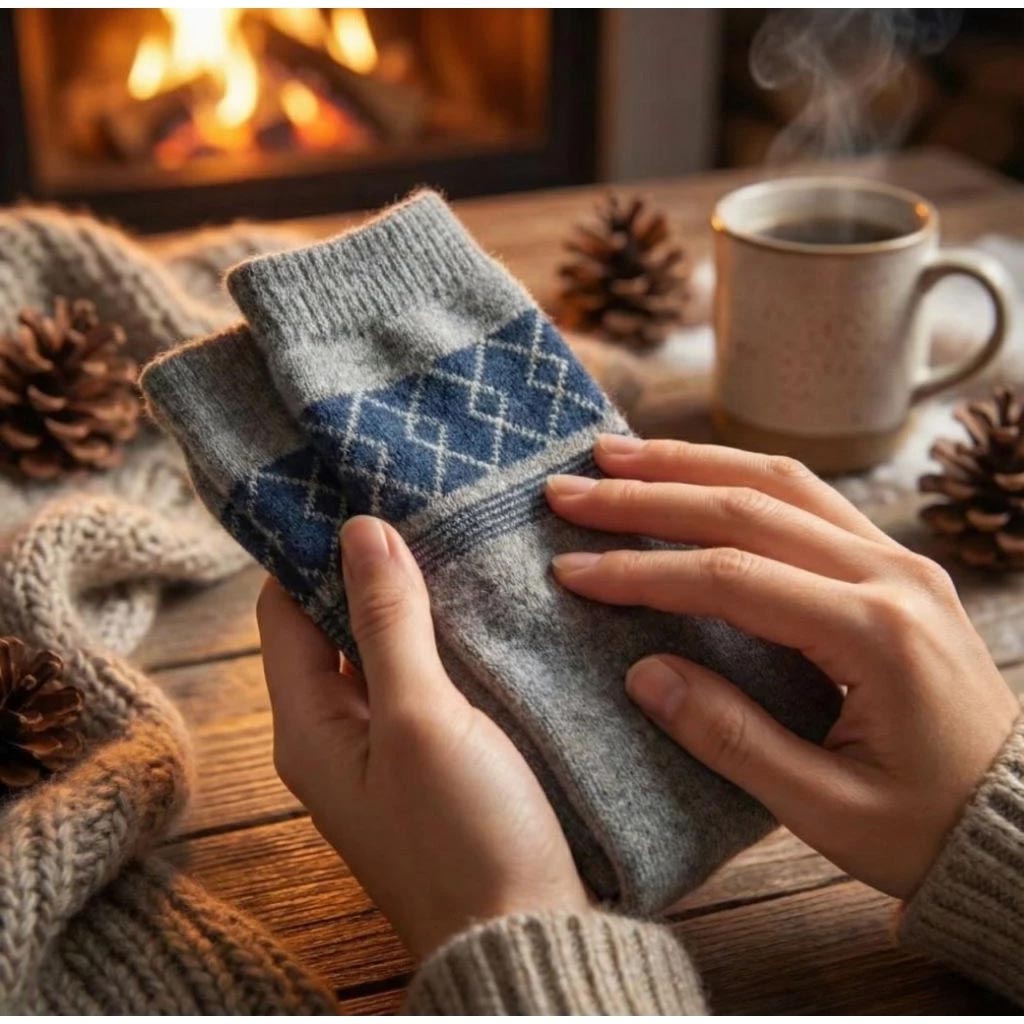 【複製】凱美棉業｜冬日必備🔥（男款）精緻保暖毛襪 防寒襪 保暖襪 毛襪 長襪 冬天襪-菱格款, , large