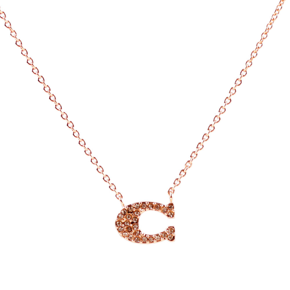 COACH C Logo水鑽項鍊/玫瑰金, , large