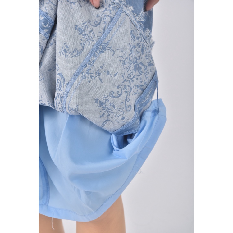 (XL) heraya質感棉質花紋藍色長裙二手衣, , large