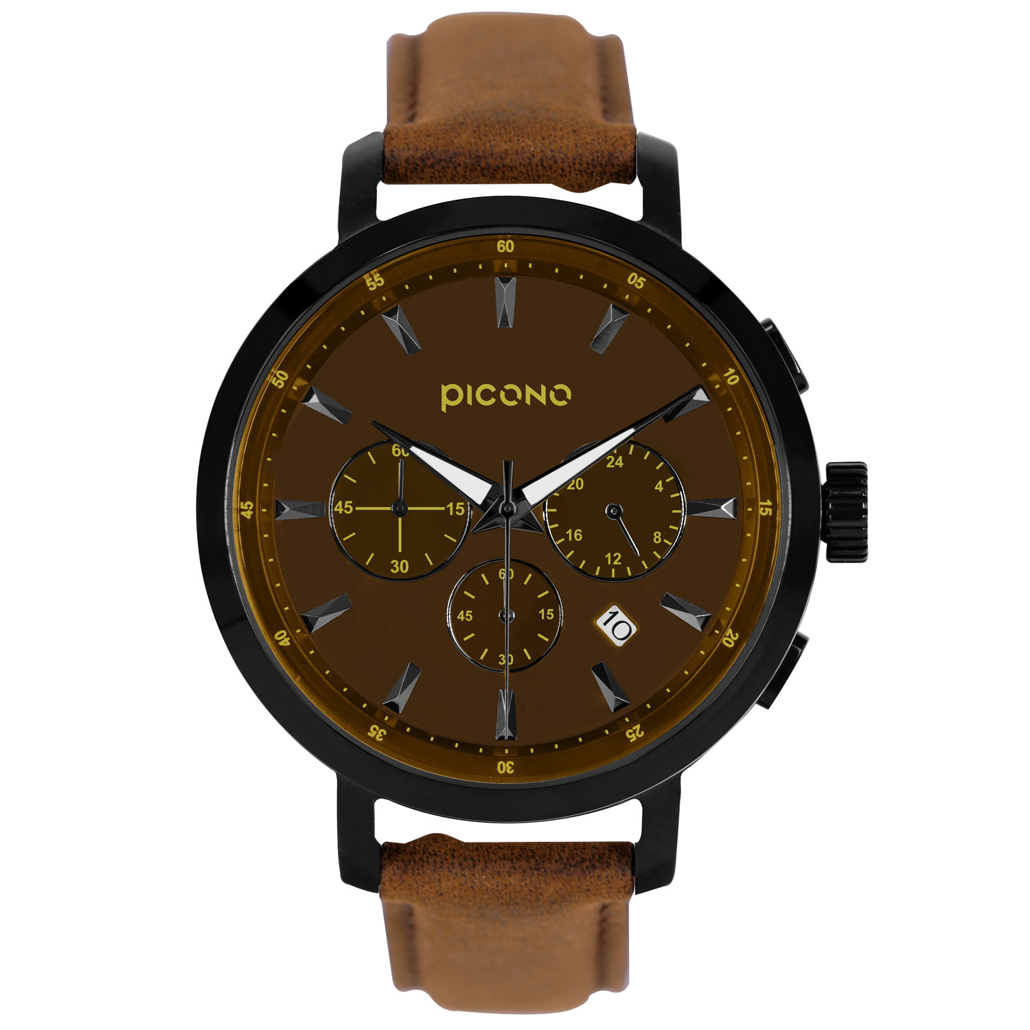 D-TIME chronograph collection leather strap watch-Brown / DT-9203, , large