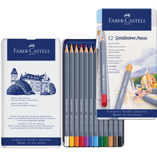 Faber-Castell輝柏 GOLDFABER水性色鉛筆(鐵盒)-12色, , large