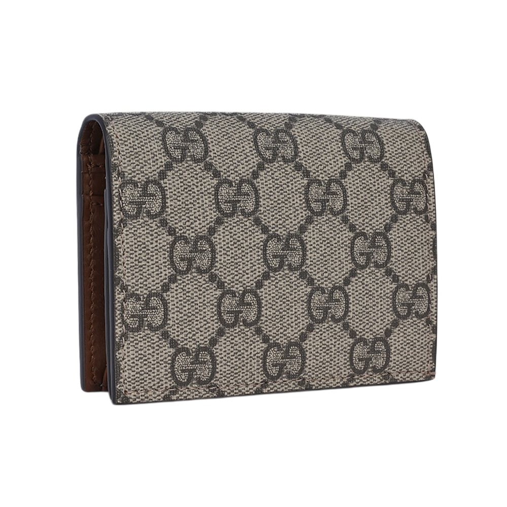GUCCI GG Supreme 塗層帆布二折卡片小短夾/米色/烏木色, , large