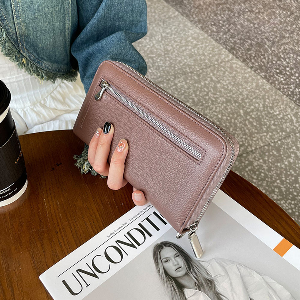 SPRING-真皮長款錢包頭層牛皮手拿包頭層牛皮長夾頭層牛皮拉鍊長夾-多色