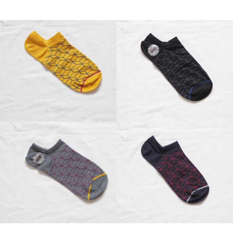 [Kaimei Cotton Industry] 10 pairs set, random and excellent, MIT made in Taiwan, pure cotton, extra large combed cotton, right-angle socks, square geometric style, , large