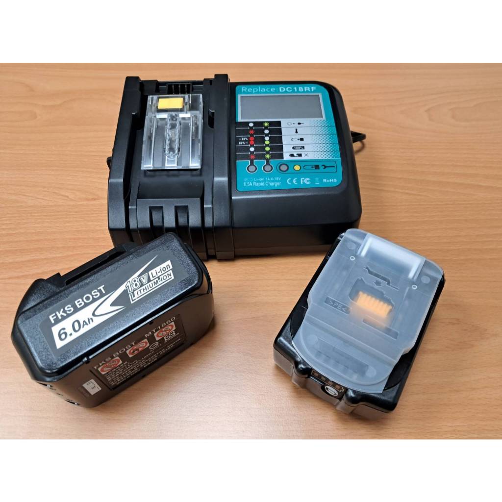 WIN五金 FKS BOST 通用牧田晶片款18V電動工具用 4.0/6.0電池組(兩電一充) 非牧田原廠 液晶螢幕充電, , large