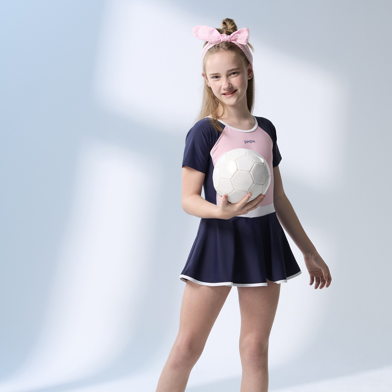 Monina, Made in Taiwan, Girlish Short-Sleeved Cherry Blossom Pink Dress, Swimsuit, , large