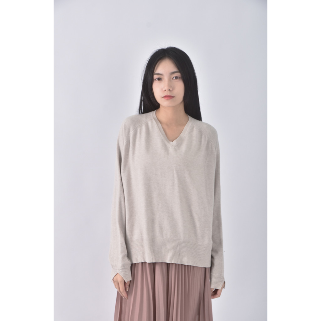 (2XL) funny powder韓牌Ｖ領杏色長袖上衣二手衣, , large