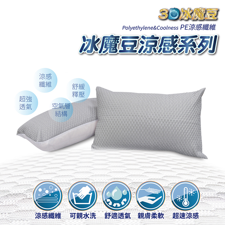 VICTORIA_3D冰魔豆枕套2入-灰, , large