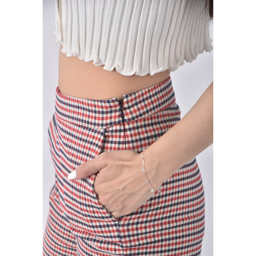 (XL) sezane高腰格紋紅色長褲二手衣, , large