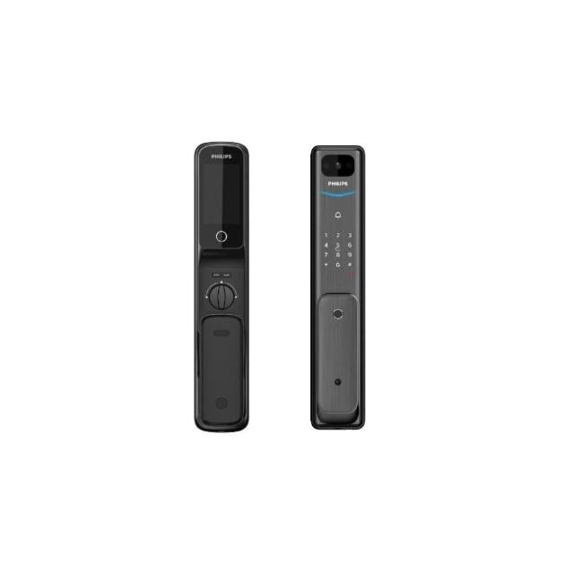 [山淬]Philips 飛利浦 ALPHA 五合一推拉式智能門鎖/電子鎖 曜石黑(指紋│卡片│密碼│鑰匙│WIFI/含基本安裝), , large